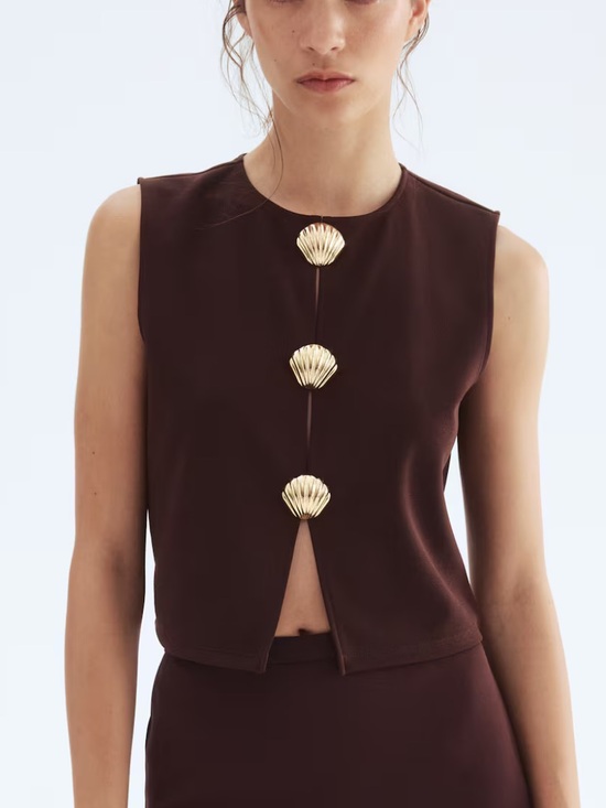 H&M Tops - H&M Shell-Button Sleeveless Top